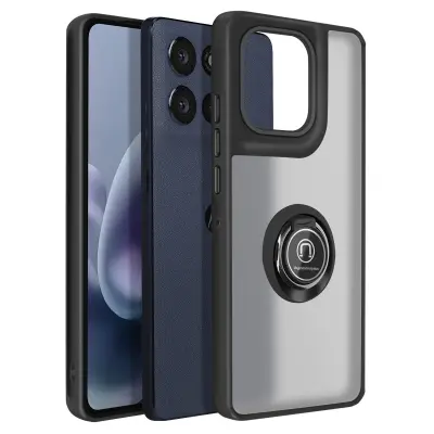 Ovitek za Motorola Moto G86 / G86 Power z magnetnim obročkom in matiranim zaključkom, Črna