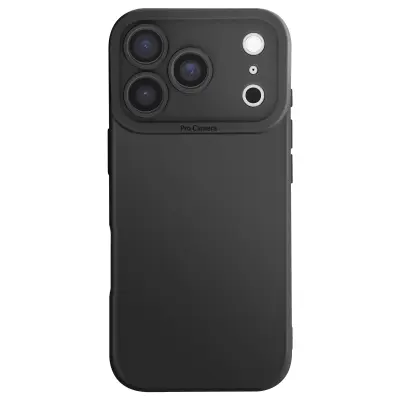 Ovitek za iPhone 17 Pro Max iz mehkega silikona z ojačanim blokom kamere, Črna