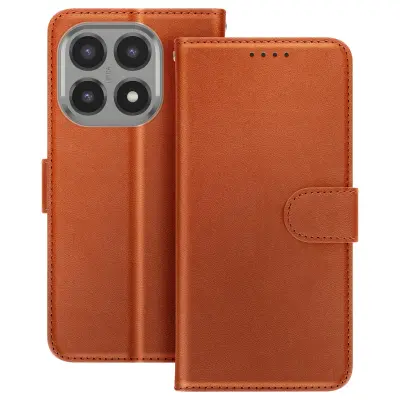 Preklopna torbica za Xiaomi 15T, imitacija usnja, z držalom za kartice in funkcijo stojala, Rjava