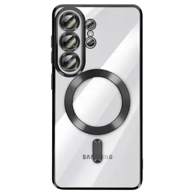 Ovitek za Galaxy S26 Ultra, združljiv z MagSafe, s kromiranim robom, Črna