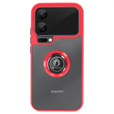 Ovitek za Xiaomi 17 Pro z obročnim stojalom in magnetnim nastavkom, Rdeča