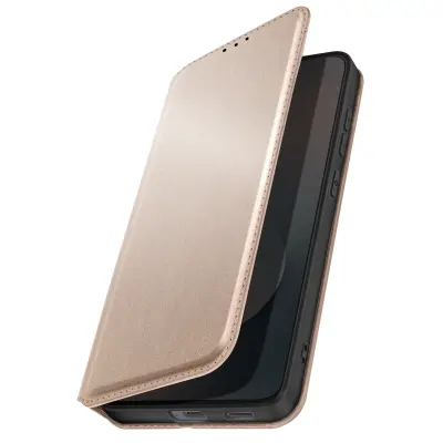 Denarnica etui za Galaxy S25 FE magnetni s stojalom za video, Zlata