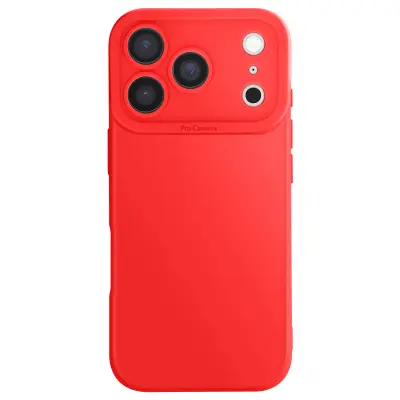 Ovitek za iPhone 17 Pro Max iz mehkega silikona z ojačanim blokom kamere, Rdeča