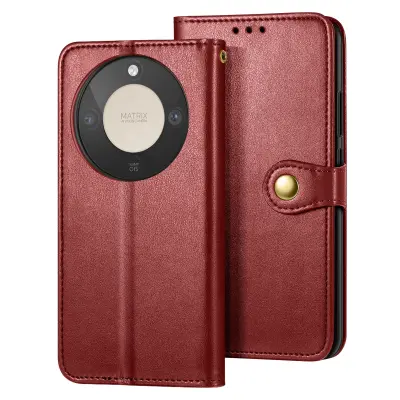 Folio denarnica ovitek za Honor Magic 8 Lite z zapestnim trakom in držalom za kartice, Rdeča