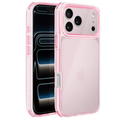 Ovitek za iPhone 17 Pro Max, ojačan, dvomaterialni, teksturiran, nedrseč, Roza