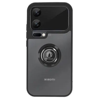 Ovitek za Xiaomi 17 Pro z obročastim stojalom in magnetno pritrditvijo, Črna