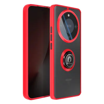 Ovitek za Honor Magic 8 Lite, dvomaterialna zaščita z magnetnim obročkom, Rdeča
