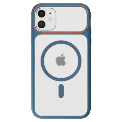 Ovitek MagSafe za iPhone 11, zadnja stran z dimnim efektom z ojačanim silikonskim okvirjem, Modra