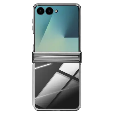 Ovitek za Galaxy Z Flip 7, kromiran z zaščito tečaja, Srebrna