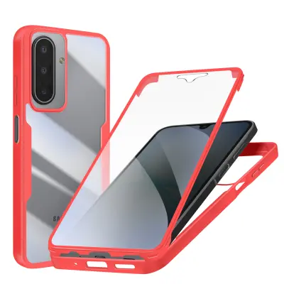 Popoln ovitek za Galaxy A17 s silikonskim robom in membrano na dotik, Rdeča