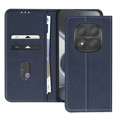 Denarnica etui za Redmi Note 15 Pro 5G Chesterfield z zrnatim vzorcem in funkcijo stojala, Modra noč