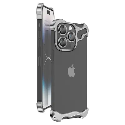 Dizajnerska Zaščita za iPhone 14 Pro Ohišje Bumper Model Steel Cover, Srebrna