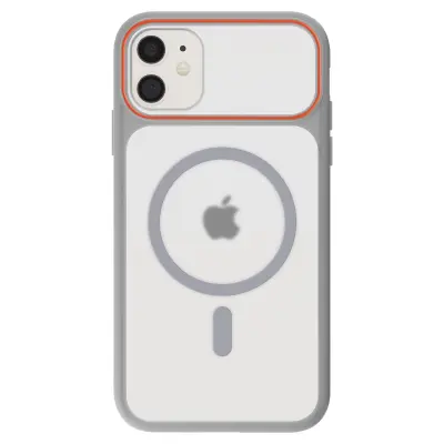 Ovitek MagSafe za iPhone 11, zadnja stran z dimnim efektom z ojačanim silikonskim okvirjem, Siva