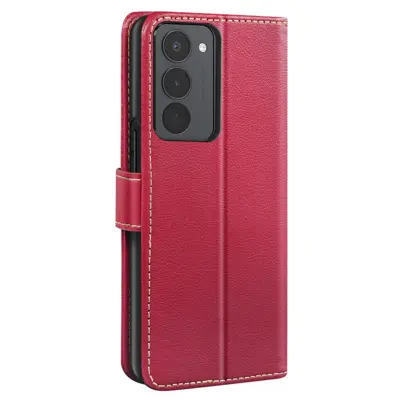 Denarnica etui za Redmi 15 5G, tekstura liči z RFID blokado, Rdeča