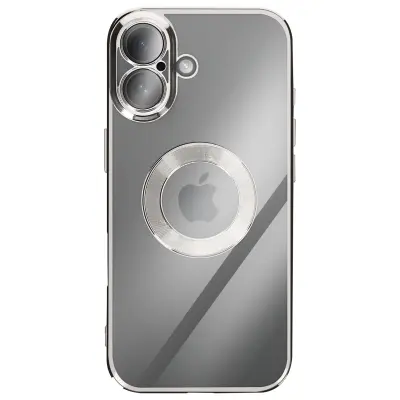 Ovitek za iPhone 17 s Kromiranim Robom iz Mehkega Silikona, Srebrna