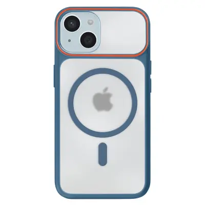 Ovitek MagSafe za iPhone 15, zadnja stran z dimnim efektom z ojačanim silikonskim okvirjem, Modra