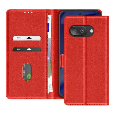 Denarnica ovitek za Google Pixel 9a serije Chesterfield z zrnatim vzorcem in funkcijo stojala, Rdeča