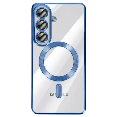 Mehko ohišje MagSafe za Galaxy S26 Plus, odporno na udarce, s kromiranim robom, Modra