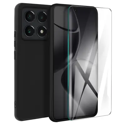 3mk, Ovitek za Xiaomi 14T Pro, ultra tanek, mat, odporen na udarce, s kaljenim steklom Hardglass 9H, Črna