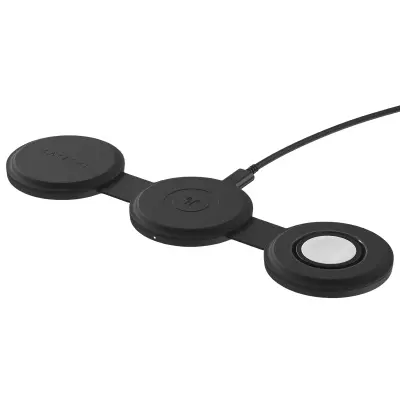 Satechi, Brezžični polnilnik 3-v-1, združljiv s Qi2 15W, zložljiv model OnTheGo, Črna