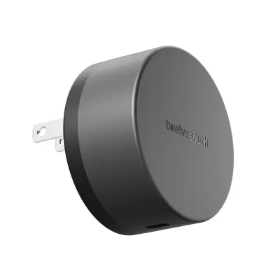 Twelve south, Stenski omrežni polnilnik USB-C PD 35W z Qi polnjenjem 15W, model PowerBug, Črna
