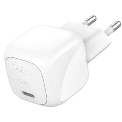 Belkin, Hitri omrežni polnilnik USB-C 30W Power Delivery in PPS kompakten, Bela