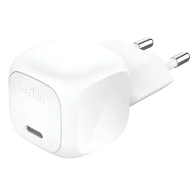 Belkin, Stenski polnilnik USB-C Power Delivery 30W s 1m kablom USB-C na Lightning, Bela