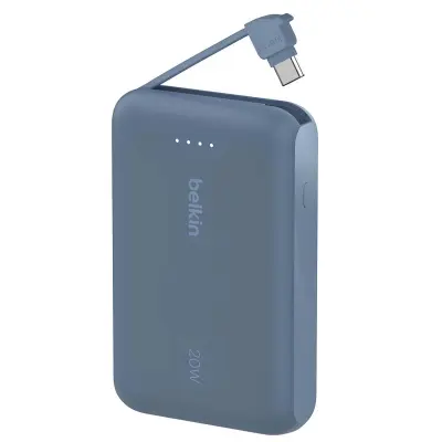 Belkin, Rezervna baterija 10000mAh 20W z vgrajenim USB-C kablom, Modra