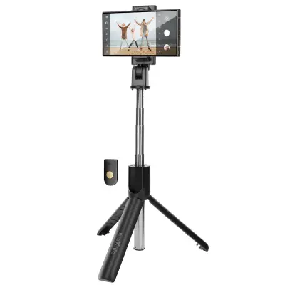 Maxlife, Bluetooth drog za selfije s stativom Maxlife - gumb za zaklop - črn, Črna