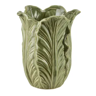 Vaza keramika Lettu 16x16x20 cm zelena 1 kos