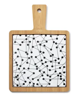 Servirna deska keramika+bambus MODERN KITCHEN 17x17x1 cm črno-bela 1 kos