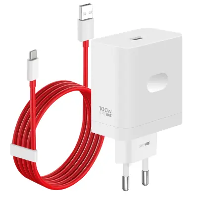 Oneplus, Polnilnik 100 W USB 5 A OnePlus SUPERVOOC s kablom dolžine 1 m, Bela