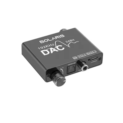 Digitalno-analogni zvočni pretvornik DAC 192 kHz / RCA / Jack, Črna