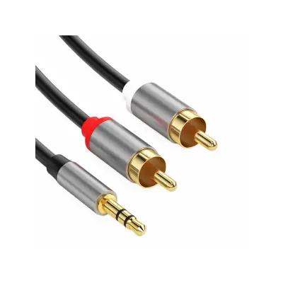 Zvočni vtič 3,5 mm na 2 RCA kabla z dvojnim ščitom 1,5 m, Črna