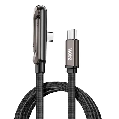 Kabel USB-C na USB-C Power Delivery 240W kotna zasnova 1.5m, Črna