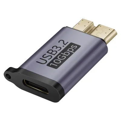 LinQ, Adapter USB-C Ženski na Micro-B 3.2 SuperSpeed Moški 10Gbps, Siva