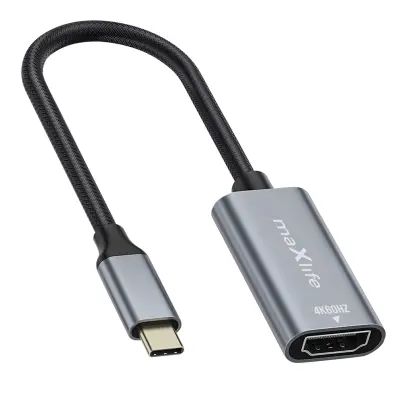 Maxlife, Video adapter USB-C na HDMI z ločljivostjo 4K Kompaktna zasnova, Siva