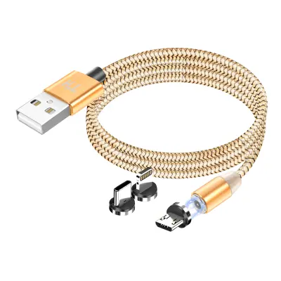 Magnetni kabel 3-v-1 USB-C / Lightning / Micro-USB na USB-A 1m, Zlata