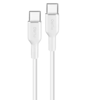 PURO, Kabel 3A USB-C na USB-C Fleksibilni silikon 60W 1,5m, Bela