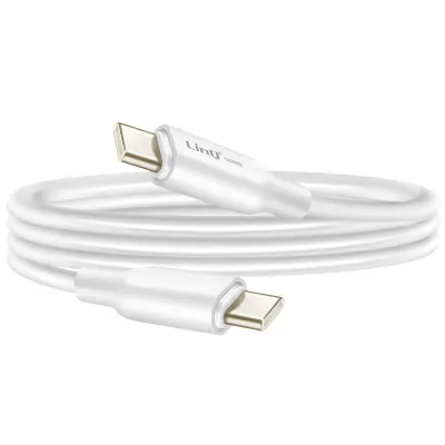 LinQ, Kabel USB-C na USB-C 4A Power Delivery 80W iz fleksibilnega silikona 1,2m, Bela
