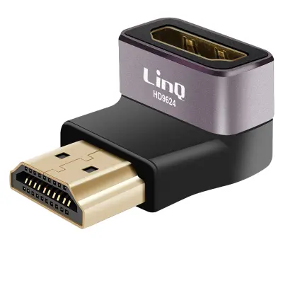 LinQ, Video adapter HDMI moški na ženski 8K UHD, kotni navzdol, Črna