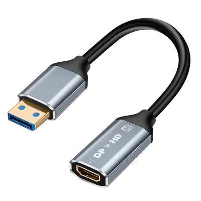 LinQ, Adapter DisplayPort moški na HDMI ženski 4K 60Hz z mini kablom, Siva