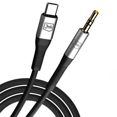 3mk, Zvočni kabel Visokokakovostni zvok iz USB C na 3,5-milimetrski priključek Jack 1m, Črna