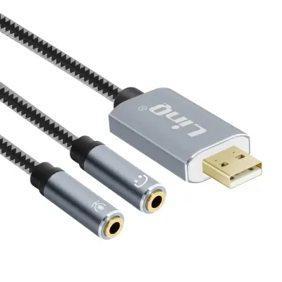 LinQ, Razdelilnik adapter Avdio USB / 2x Jack 3,5 mm, U3532, Siva