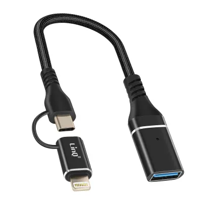 LinQ, Adapter USB na Lightning in USB-C OTG hiter prenos podatkov, Črna