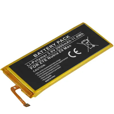Nadomestna baterija za ZTE Nubia Z9 Max Li-polimer 3,8 V 2900 mAh 11 Wh, Črna / Zlata