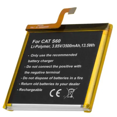 Baterija za pametni telefon CAT S60 Li-polimer 3.85V 3500mAh 13.5Wh, Črna / Rumena