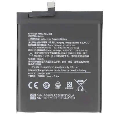 Baterija za pametni telefon Xiaomi Mi 9 SE Li-polimer 3,85 V 3070 mAh 11,8 Wh, Črna