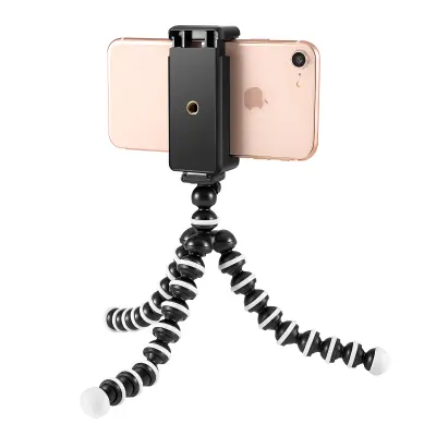 Prilagodljivo stojalo za stativ Octopus, vrtljivo za 360° za univerzalne pametne telefone, Črna