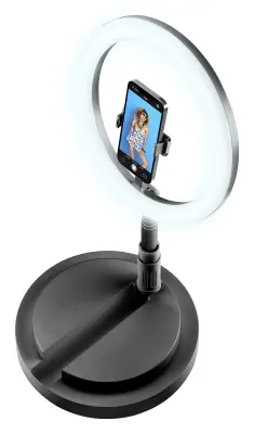 Stojalo z lučko CELLULARLINE Selfie Ring FOLDABLE